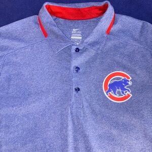 NIKE MLB AUTHENTIC CUBS MEDIUM GRAY PERFORMANCE APPAREL POLO CHICAGO CUBS
